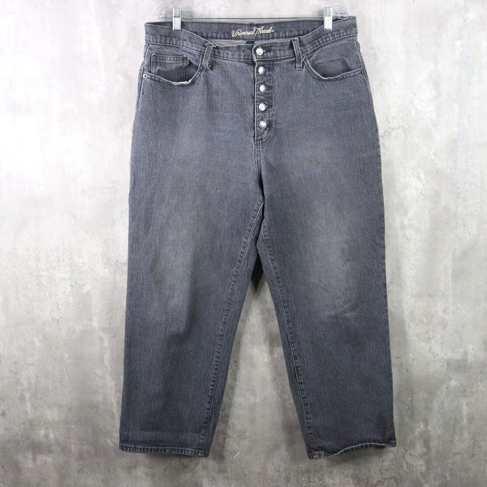 Universal Thread Jeans Womens Size 14 Black Vintage Straight Button Fly Ankle